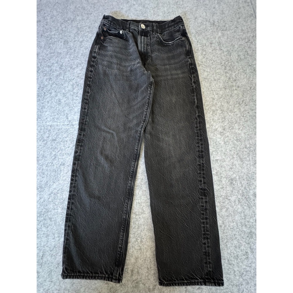 American Eagle Straight Jeans Womens 6 Charcoal Wash High Rise Stretch Denim